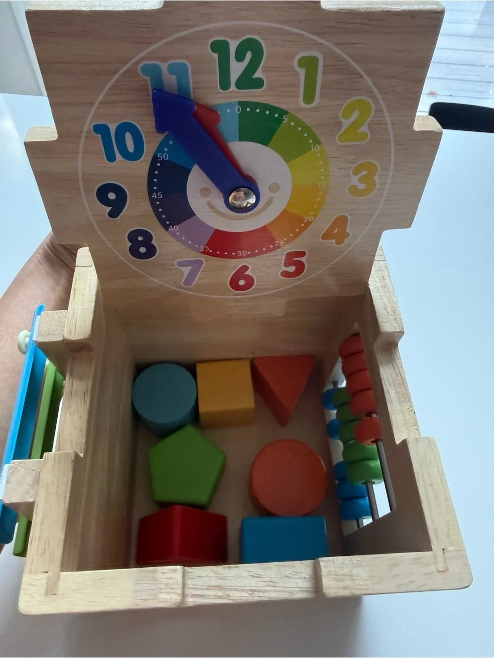 HELLOWOOD Wooden Activity Cube, 8-in-1 Montessori Baby toy
